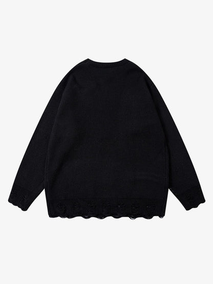 Oversized Graphic Sweater with Chain Detail - Perfect for Casual and Trendy Looks 