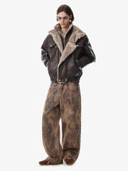 Faux-Layered Oversized-Collar Padded Coat