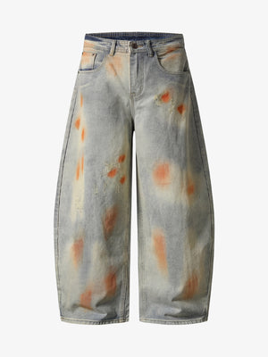 Distressed Paint Washed Wide Leg Pants 