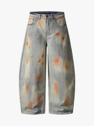 Distressed Paint Washed Wide Leg Pants 