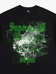 Gothic Skull Spiderweb Graphic T-Shirt 