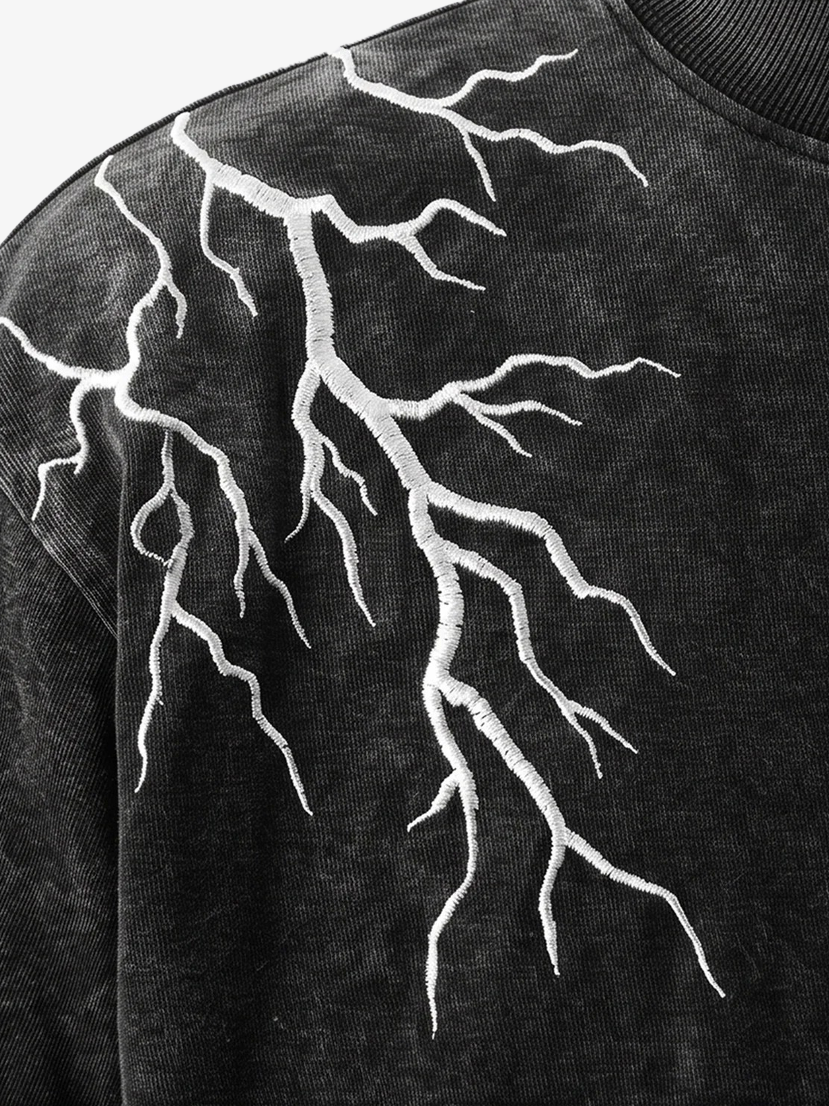 Lightning Graphic Layered Long Sleeve Tee & Curved-Leg Jeans Set