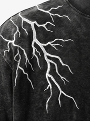 Lightning Graphic Layered Long Sleeve Tee & Curved-Leg Jeans Set