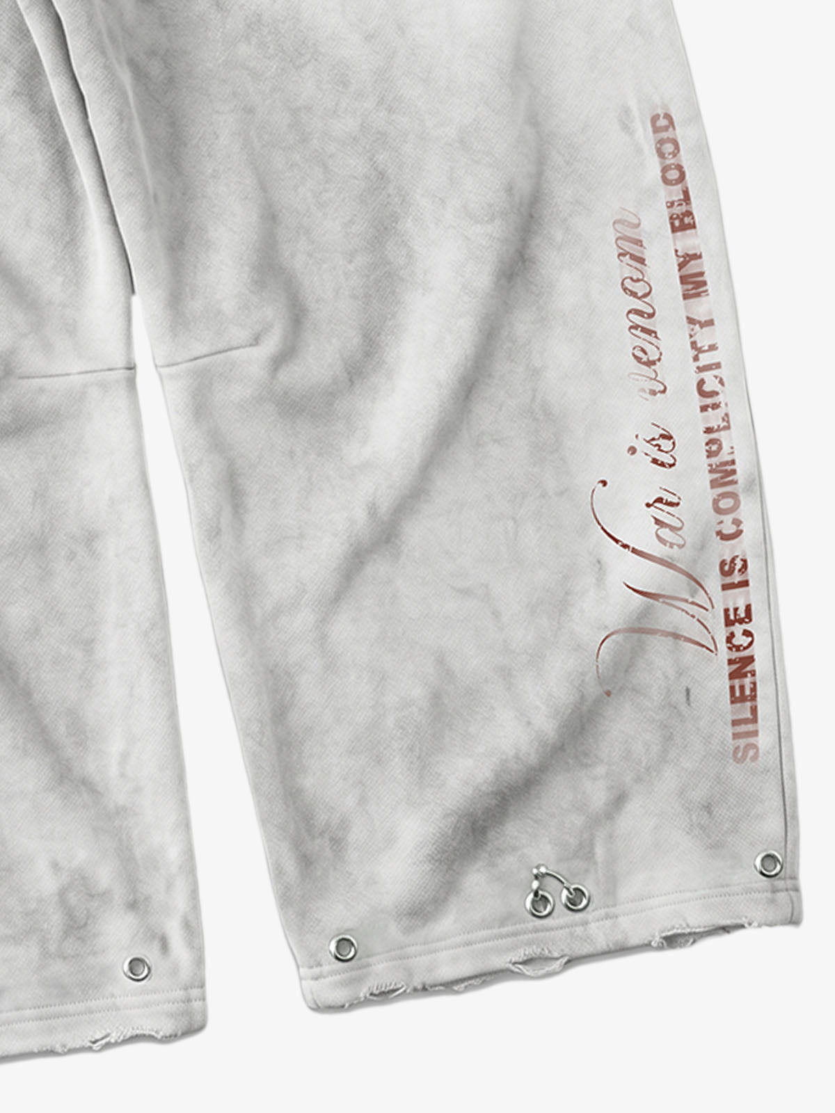 Faux Tongue-Stud Washed Distressed Baggy Pants