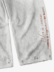 Faux Tongue-Stud Washed Distressed Baggy Pants