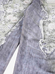3D Graphic Distressed Wide-Leg Jeans