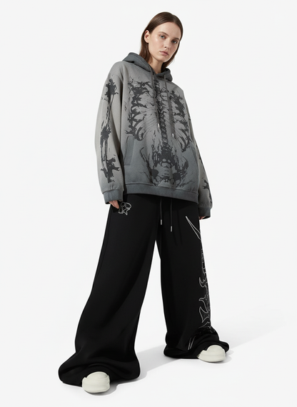 High Street Rhinestone Hip-hop Wide-leg Sweatpants 