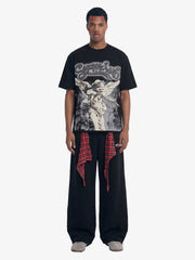 Street Detachable Plaid Waistband Machete Casual Pants 