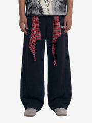 Street Detachable Plaid Waistband Machete Casual Pants 