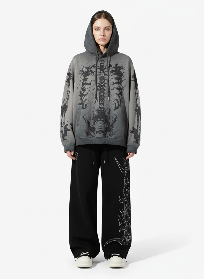 High Street Rhinestone Hip-hop Wide-leg Sweatpants 