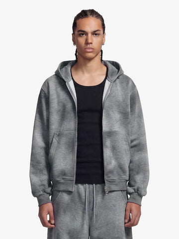 Vintage Washed Tie-Dye Zip Up Hoodie & Barrel Sweatpants Tracksuit 