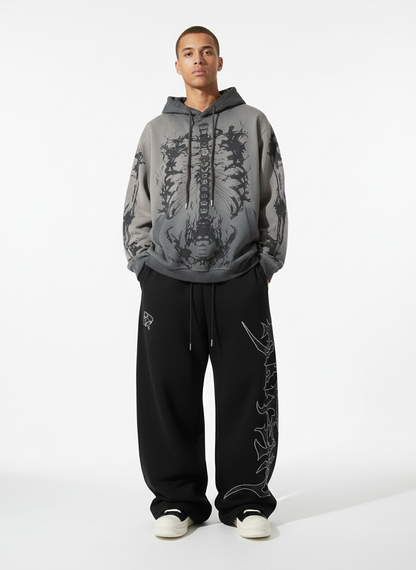 High Street Rhinestone Hip-hop Wide-leg Sweatpants 