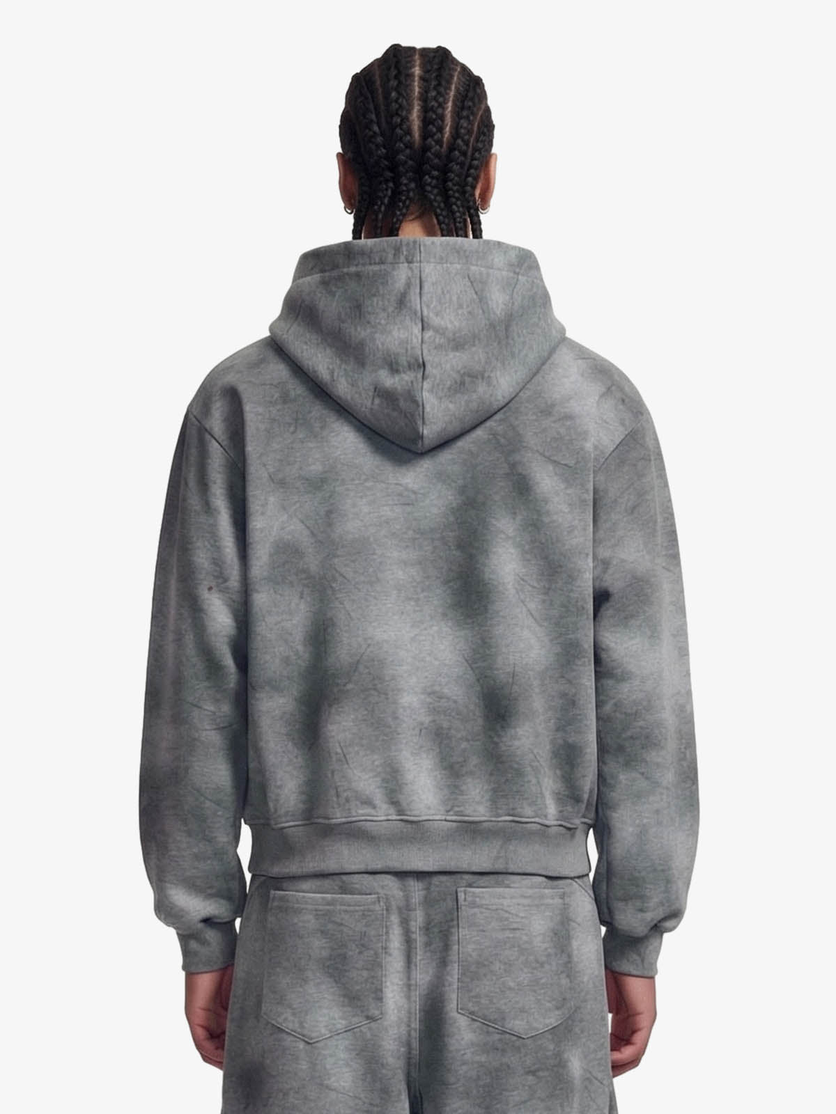 Vintage Washed Tie-Dye Zip Up Hoodie & Barrel Sweatpants Tracksuit 