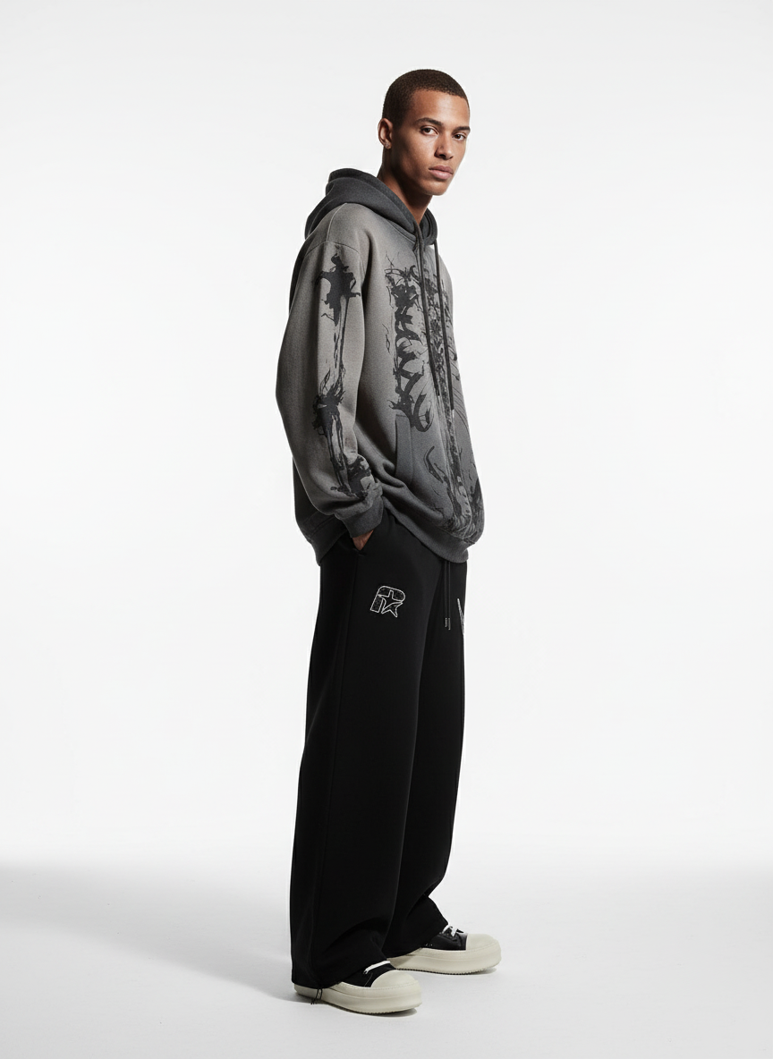 High Street Rhinestone Hip-hop Wide-leg Sweatpants 
