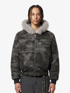 Vintage Camo Faux Fur Hood Padded Bomber Jacket 