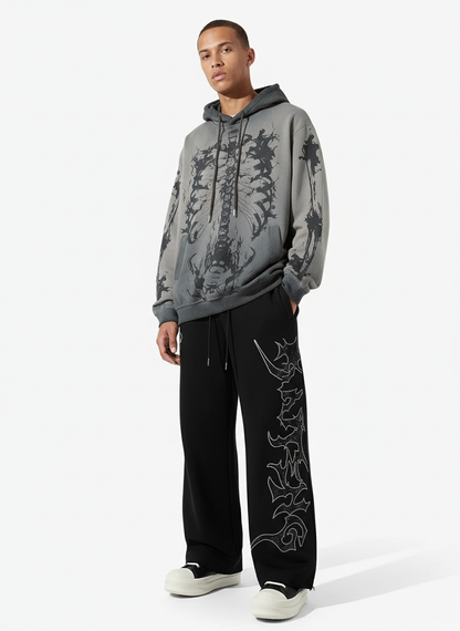 High Street Rhinestone Hip-hop Wide-leg Sweatpants 