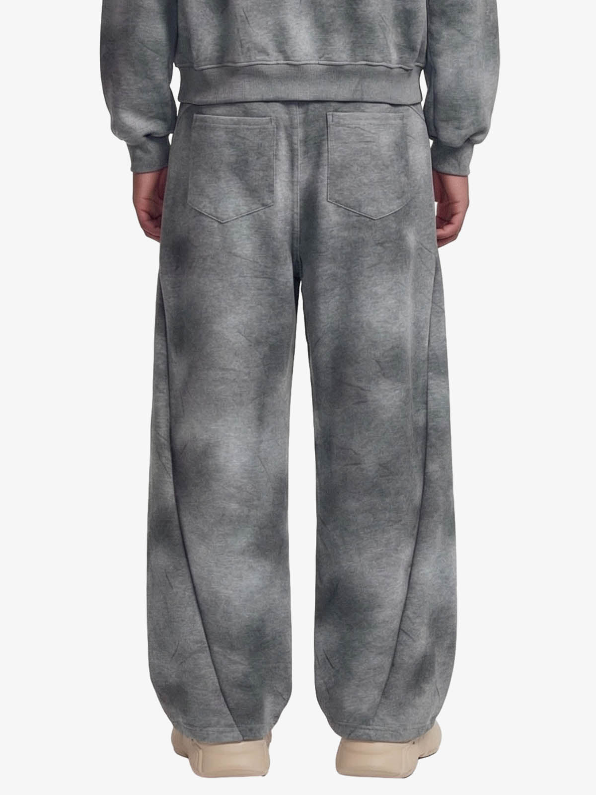 Vintage Washed Tie-Dye Zip Up Hoodie & Barrel Sweatpants Tracksuit 