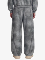 Vintage Washed Tie-Dye Zip Up Hoodie & Barrel Sweatpants Tracksuit 