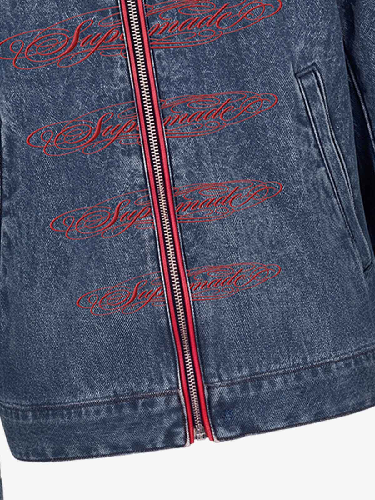 Napoleon Embroidered Red-Piped Denim Jacket