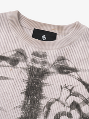 Skull Graphic Distressed Knit Sweater