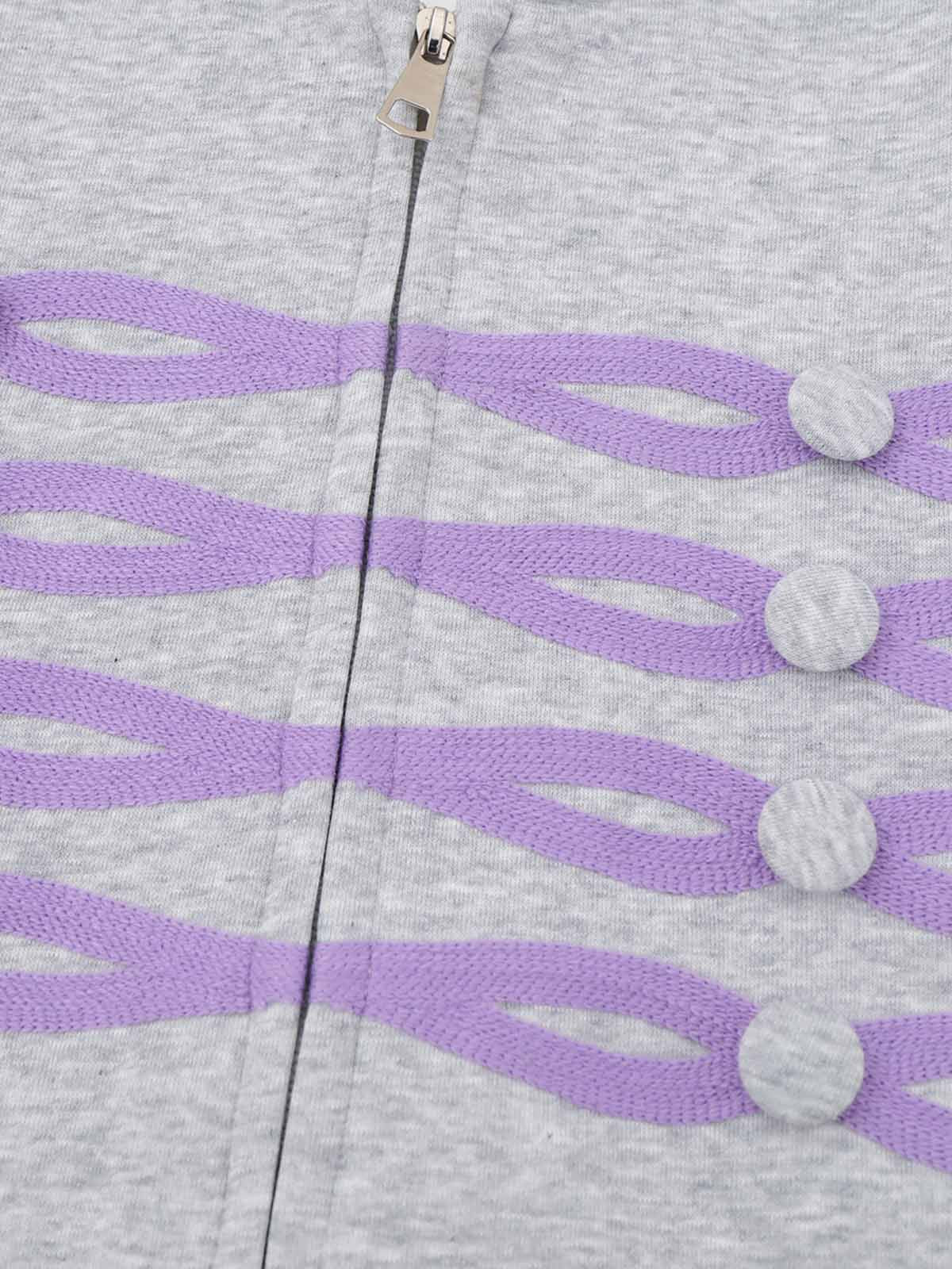 Napoleon Cord Embroidery Polka Dot Zip-Up Hoodie