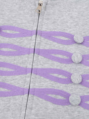 Napoleon Cord Embroidery Polka Dot Zip-Up Hoodie