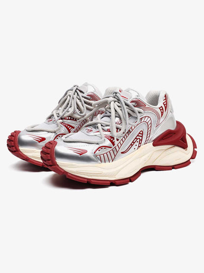 Thesupermade American Retro Invisible Height-enhancing Thick-soled Mecha Sneakers 