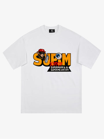 SUPM Trendy Hip-Hop Monkey Graffiti Font T-Shirt 