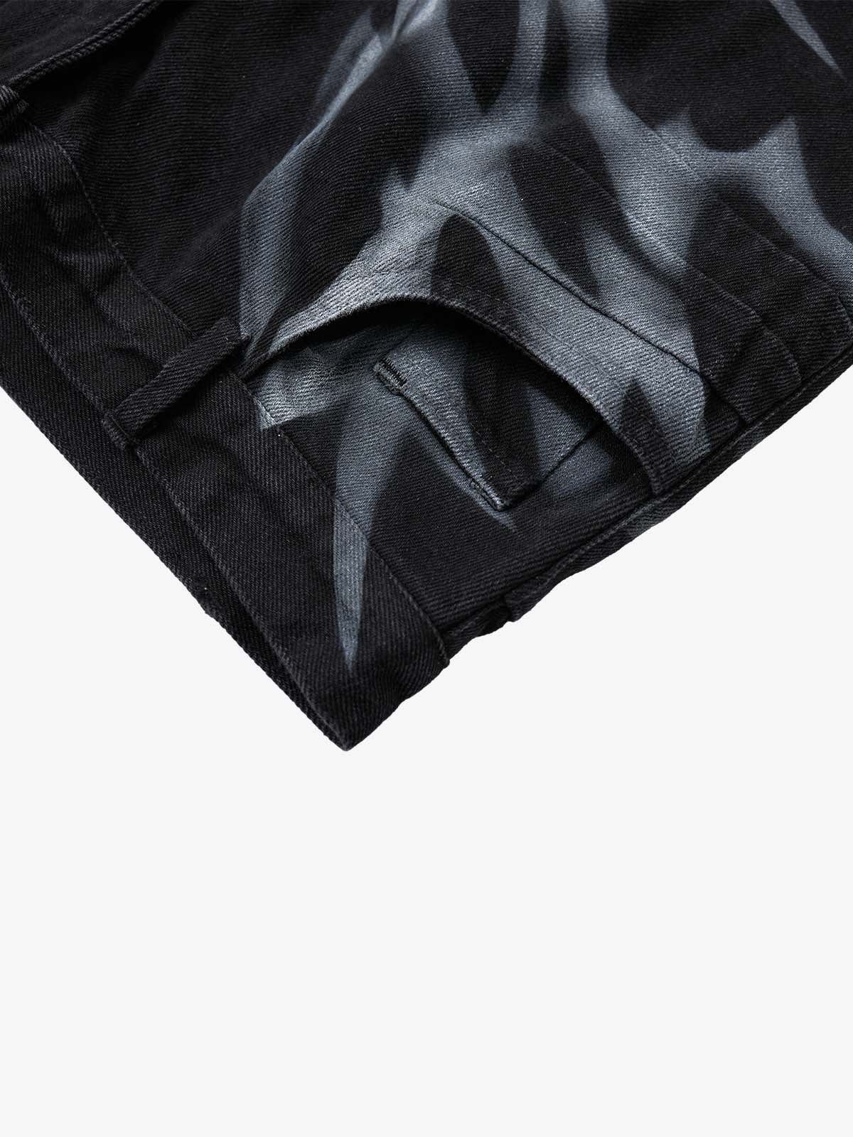 Thorn Butterfly Graphic Dark Denim Jeans; Black / M, Black / L, Black / XL