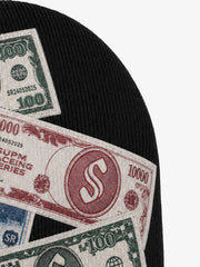 Street Style Banknote Print Knitted Beanie