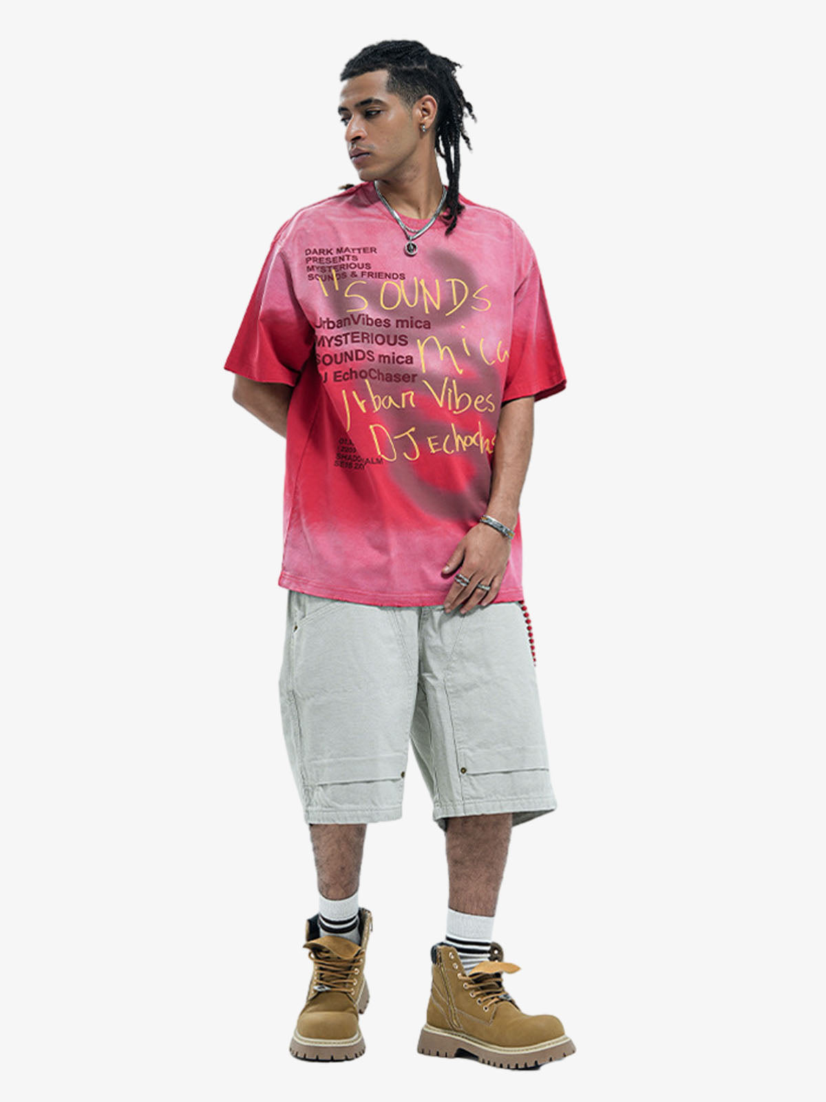 300G Cotton Spray-Marmot Distressed T-Shirt with Holes Urban Streetwear Graphic Tee 