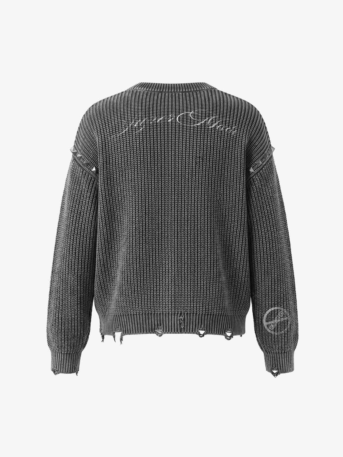 Studded Distressed Knit Sweater