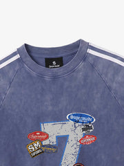 Vintage Washed Number 7 Badge Graphic T-Shirt 