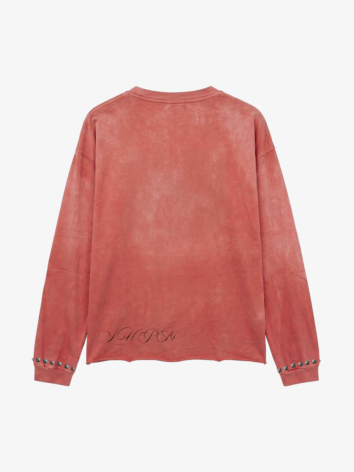 Devil Graphic Studded Garment-Washed Long Sleeve Top