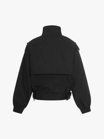High Neck Belted Utility Cropped Jacket