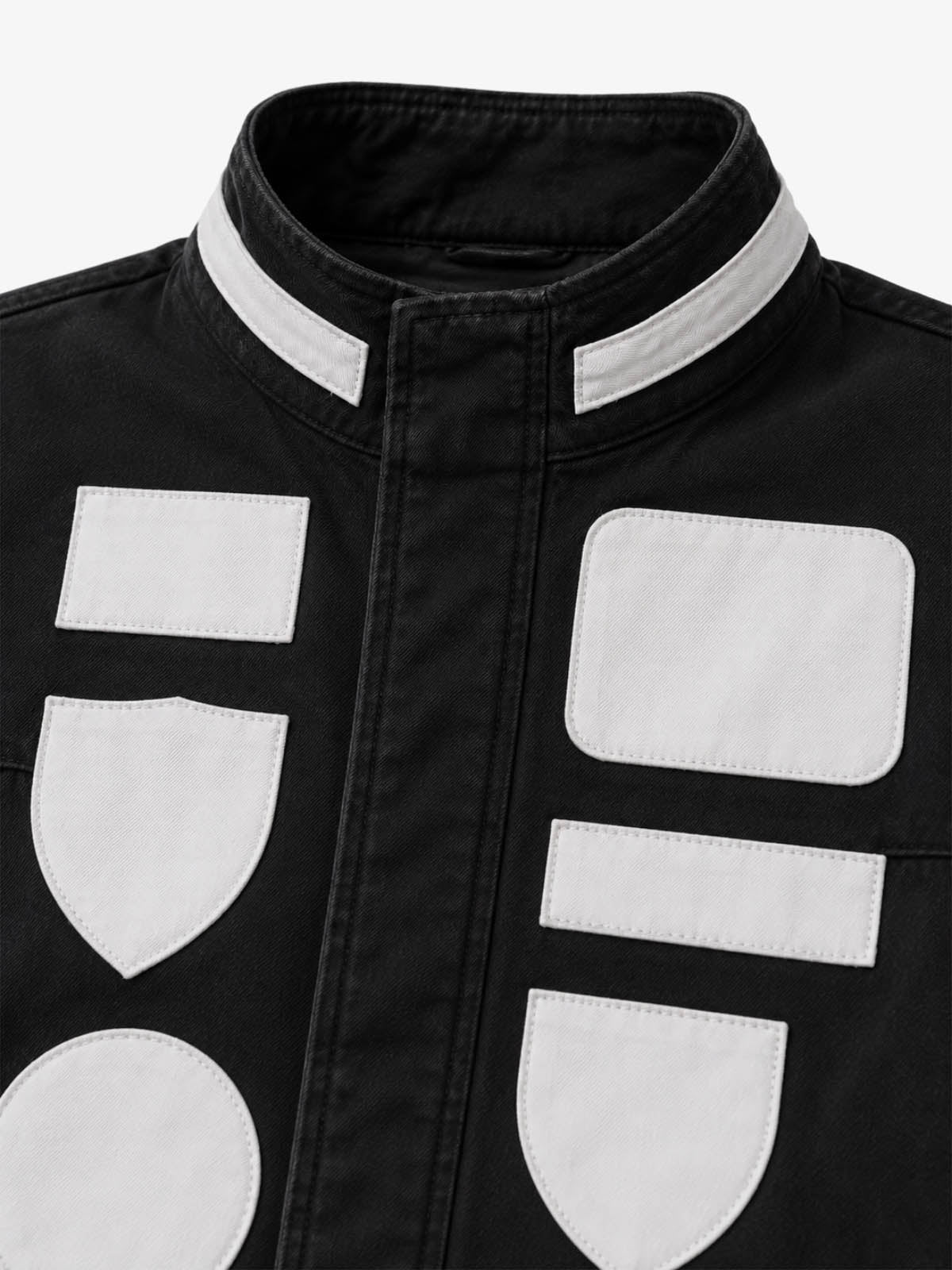 Distressed Racing Jacket with Patch Detail