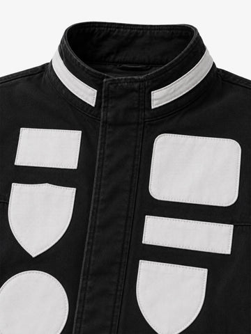 Distressed Racing Jacket with Patch Detail