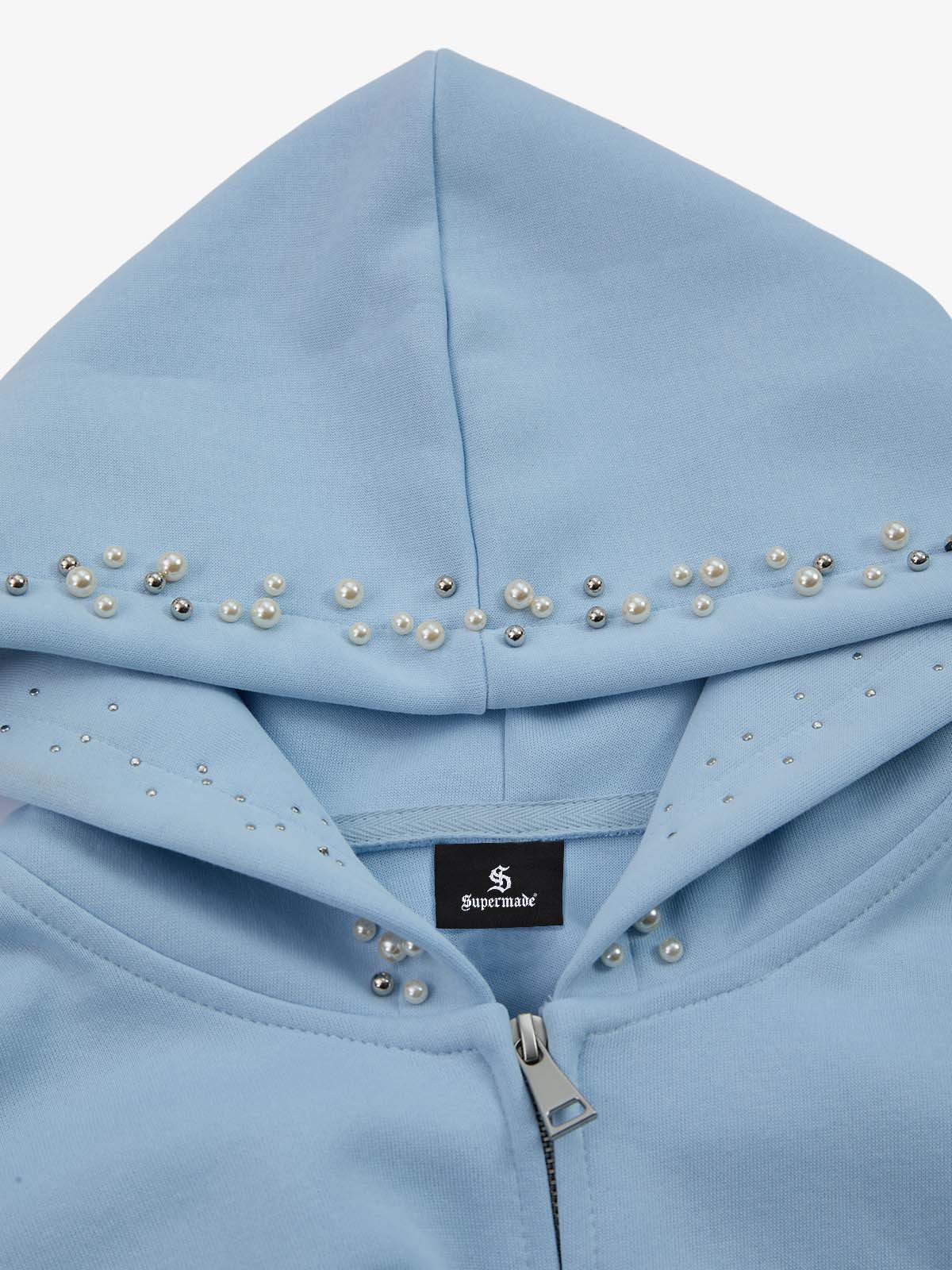 Supermade Pearl Embellished Zip Up Set 