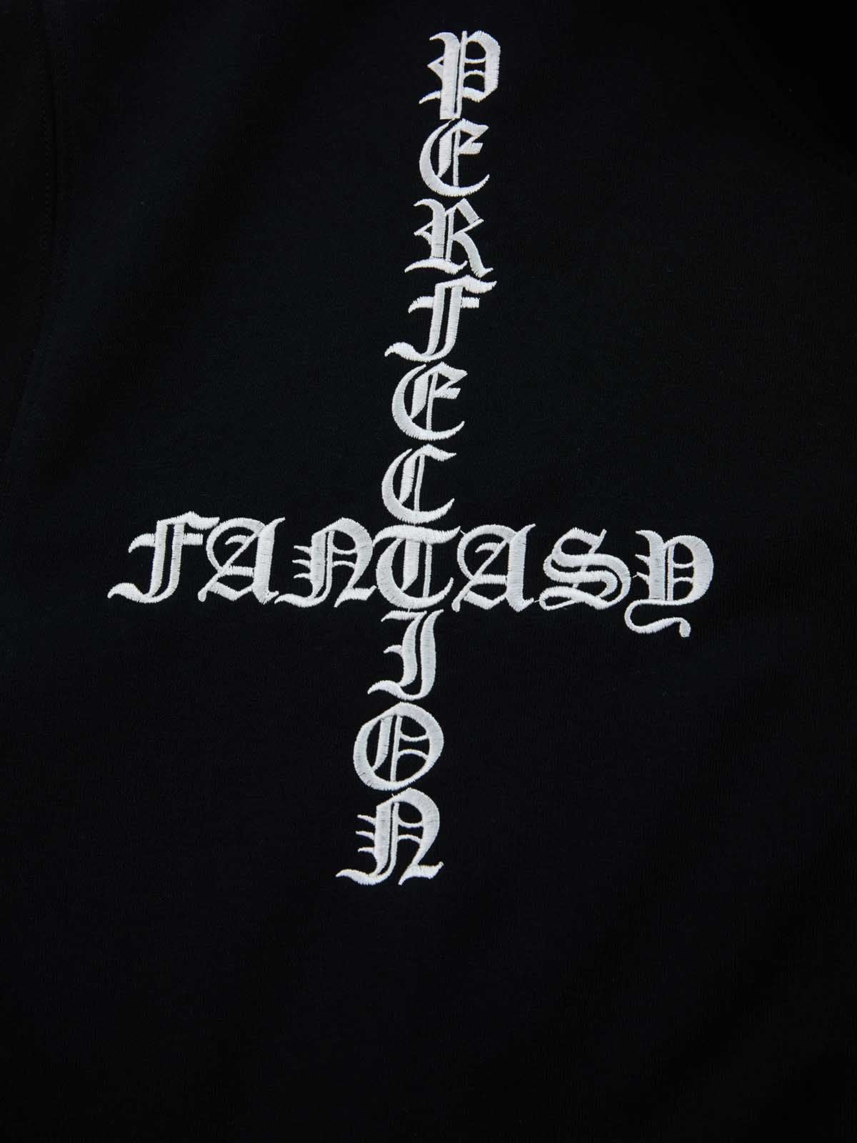 Gothic Letter Cross Embroidery Zip Up Hoodie and Sweatpants Set 