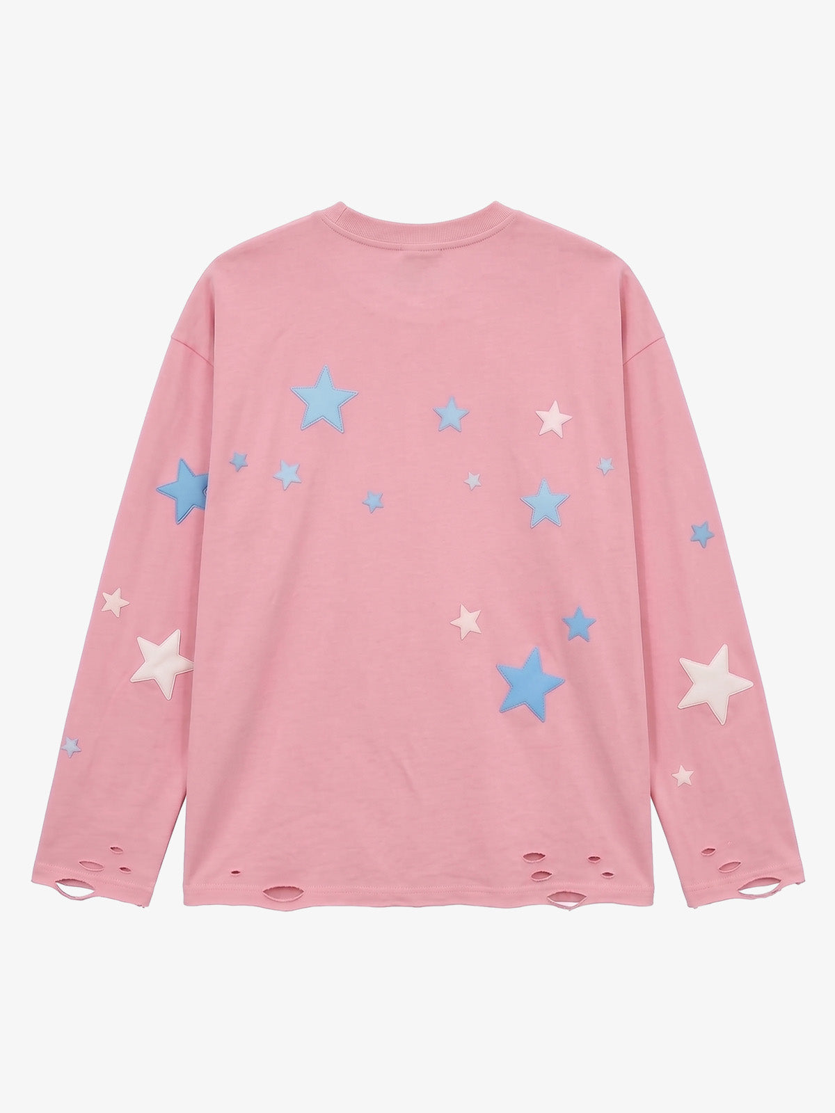 Star Foam Graphic Ripped Color Block Long Sleeve Tee