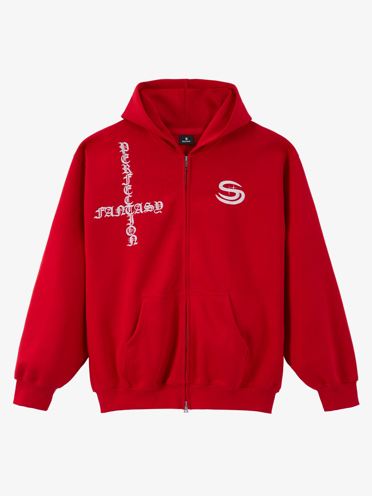 Gothic Letter Cross Embroidery Zip Up Hoodie and Sweatpants Set 