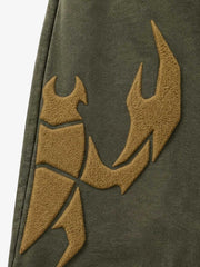 Letter Print Scorpion Terry Embroidered Hoodie & Sweatpants Set