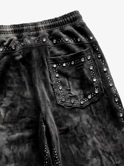 Distressed Rhinestone Sweatpants
