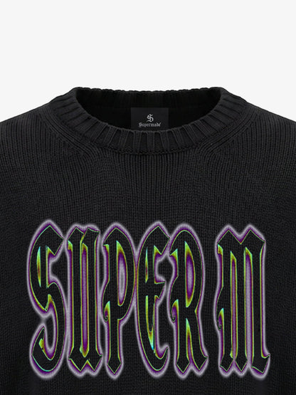 Graphic Distressed Knit Sweater