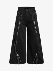 Metal Multi-Zip Heavy-Duty Jeans