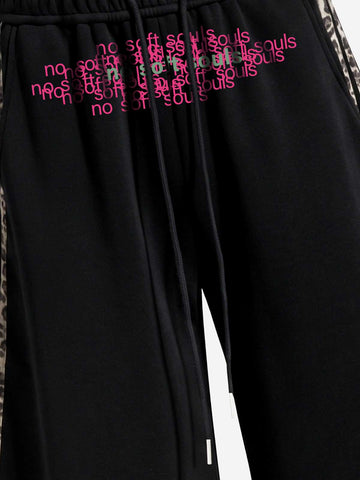 Leopard Stripe Studded Patchwork Casual Pants