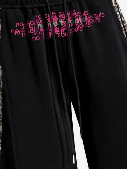 Leopard Stripe Studded Patchwork Casual Pants