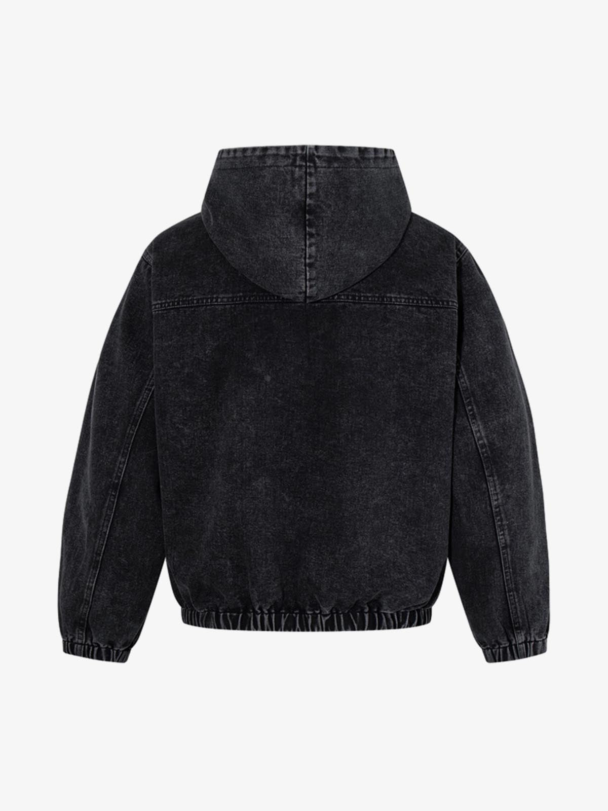 Vintage Washed Denim Metal Toggle Detail Pullover Hoodie 