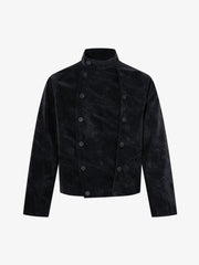 Street-style Distressed Double-breasted Multi-button Jacket