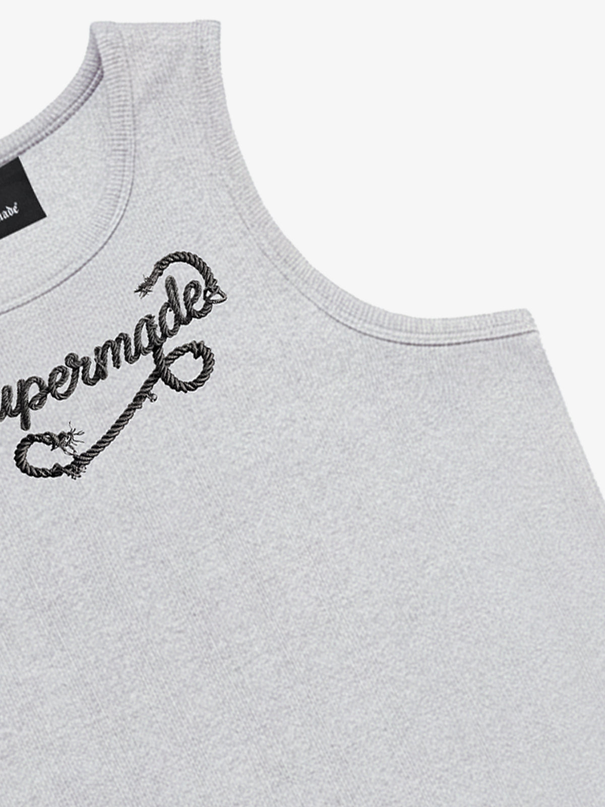 Cotton-blend black, white and gray vest with scorpion embroidered logo and deformed logo print 